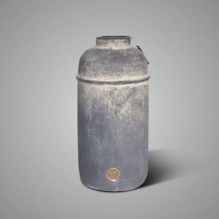 Vase Basic Two Lines Ancient Clay M D.18 H.36