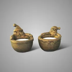 Set of 2 Tealightcups Santa Claus on his Belly Majestic Gold