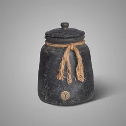 Pot and Top with Rope Basalt L D.21 H.30