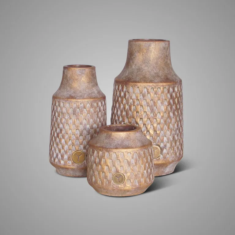 Set of 3 Vases Neck Jewel D.19-15 H.33-26-14