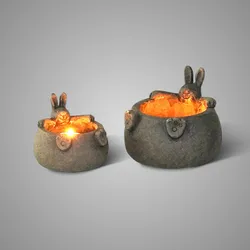 Set of 2 Tealightcups Hare Majestic Brown D.12-10 H.10-8