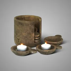 Set of 6 Cups in Holder Majestic Brown D.12 H.12/3