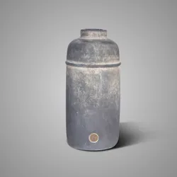 Vase Basic Two Lines Ancient Clay L D.20 H.41