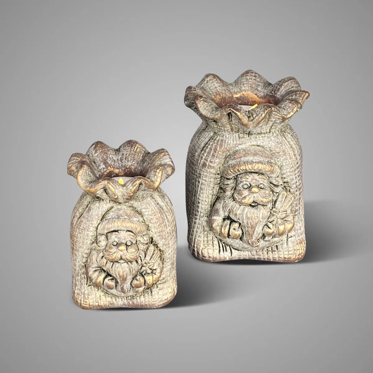 Set of 2 Tealightcups Bagsac Sante Claus Jewel D14-10 H16-13