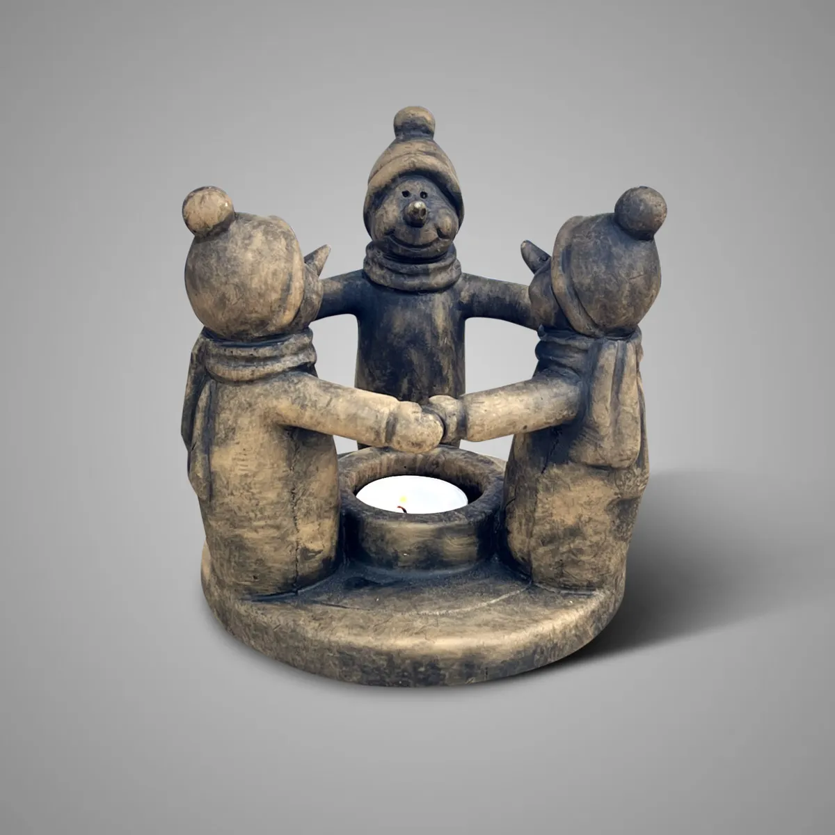Circle of Snowmen with Tealightcup Majestic Brown D.16 H.15